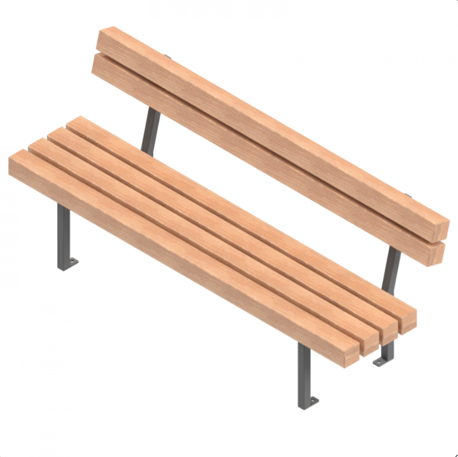 Banc avec dossier Jacobin en métal & bois