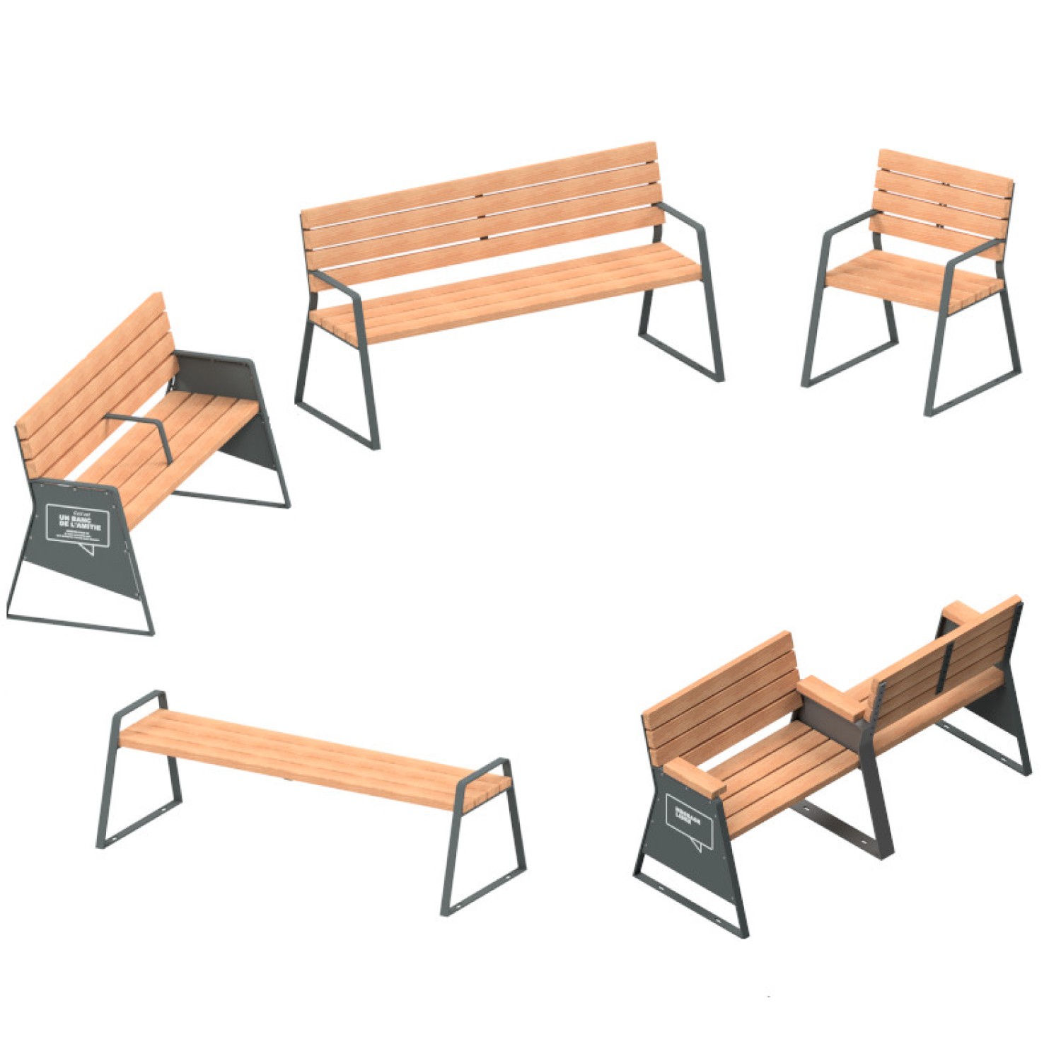 Fauteuil Double Maïa , métal et bois